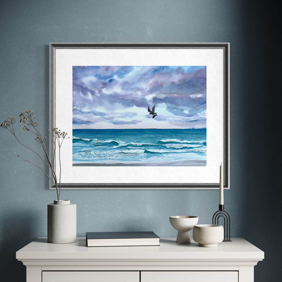 Perfect Catch – Osprey Over Jupiter Beach Watercolor Limited Edition Print