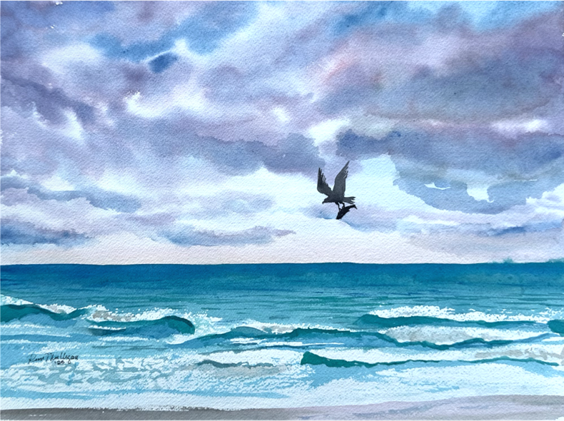 Perfect Catch – Osprey Over Jupiter Beach Watercolor Limited Edition Print