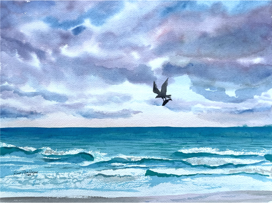 Perfect Catch – Osprey Over Jupiter Beach Watercolor Limited Edition Print