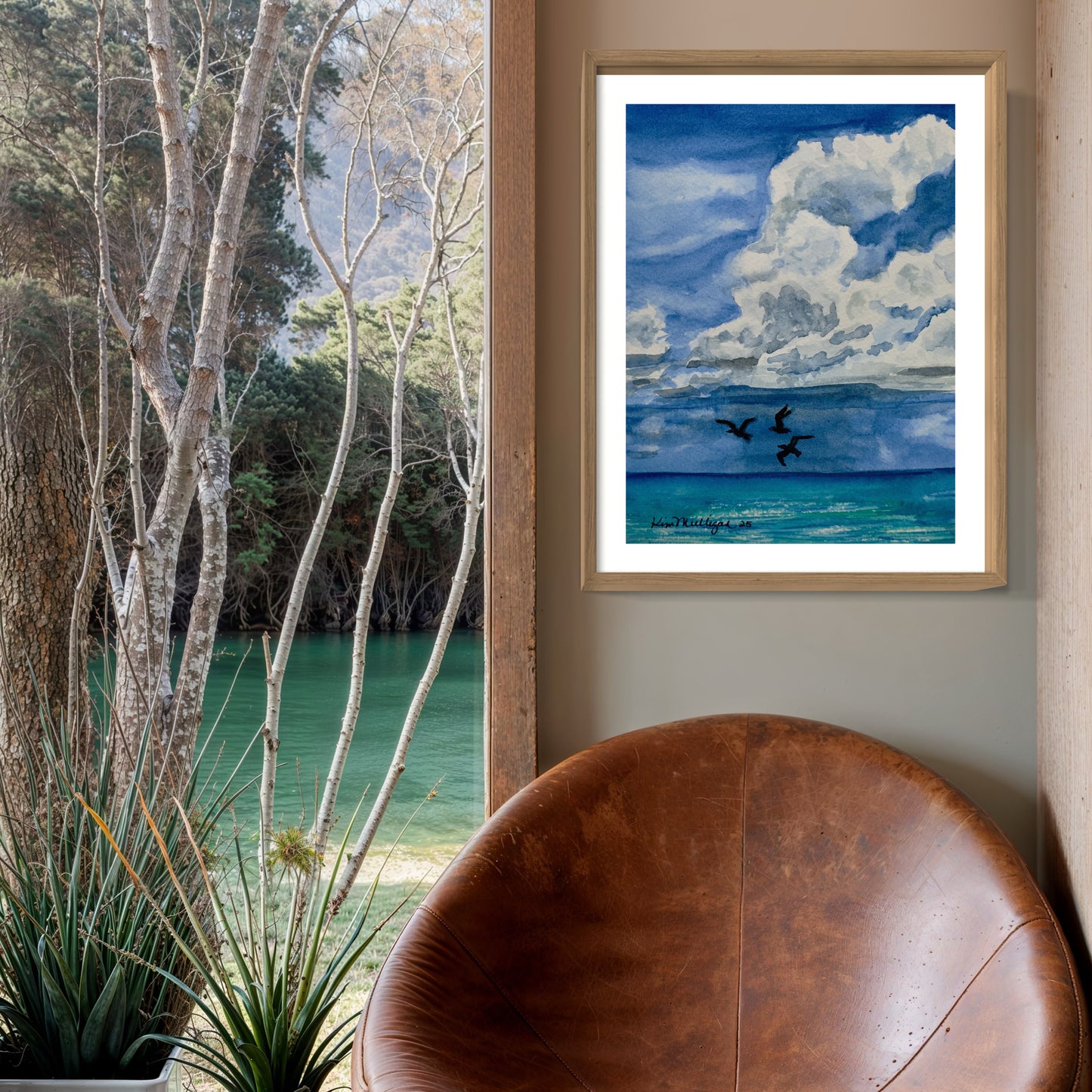 Print of Seascape with gulls
