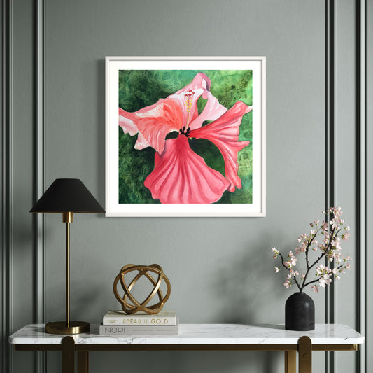 Print of Pink Hibiscus Flower