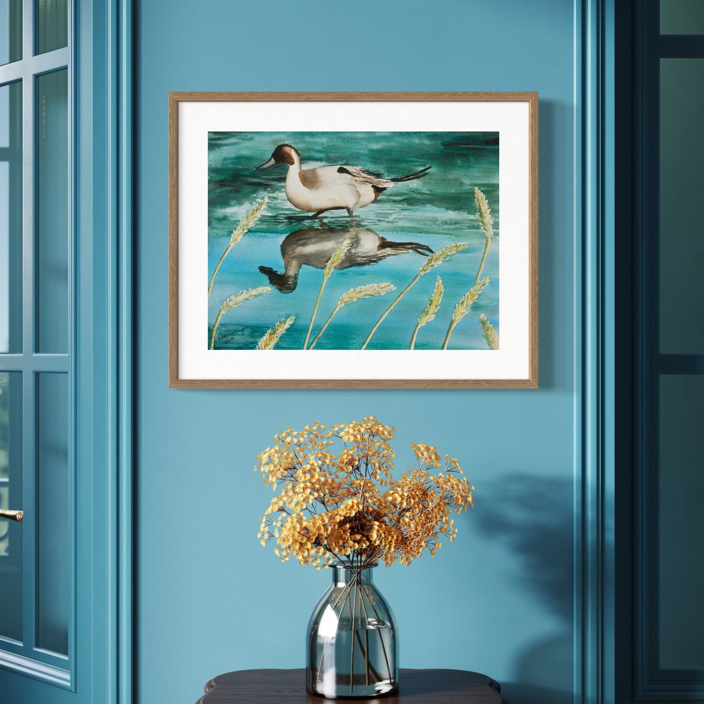 Print of Pintail Duck with Reeds