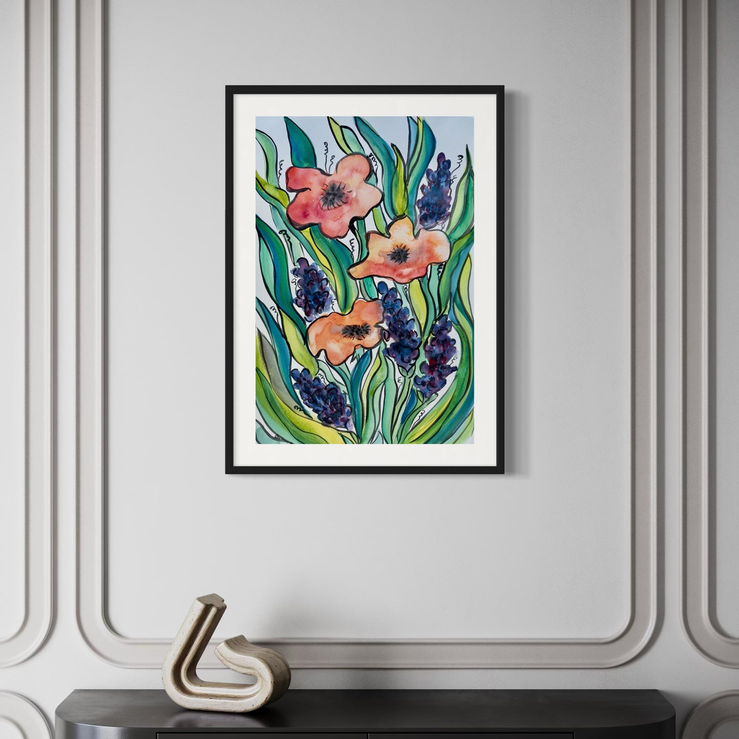 Abstract Poppies Original Watercolor Painting