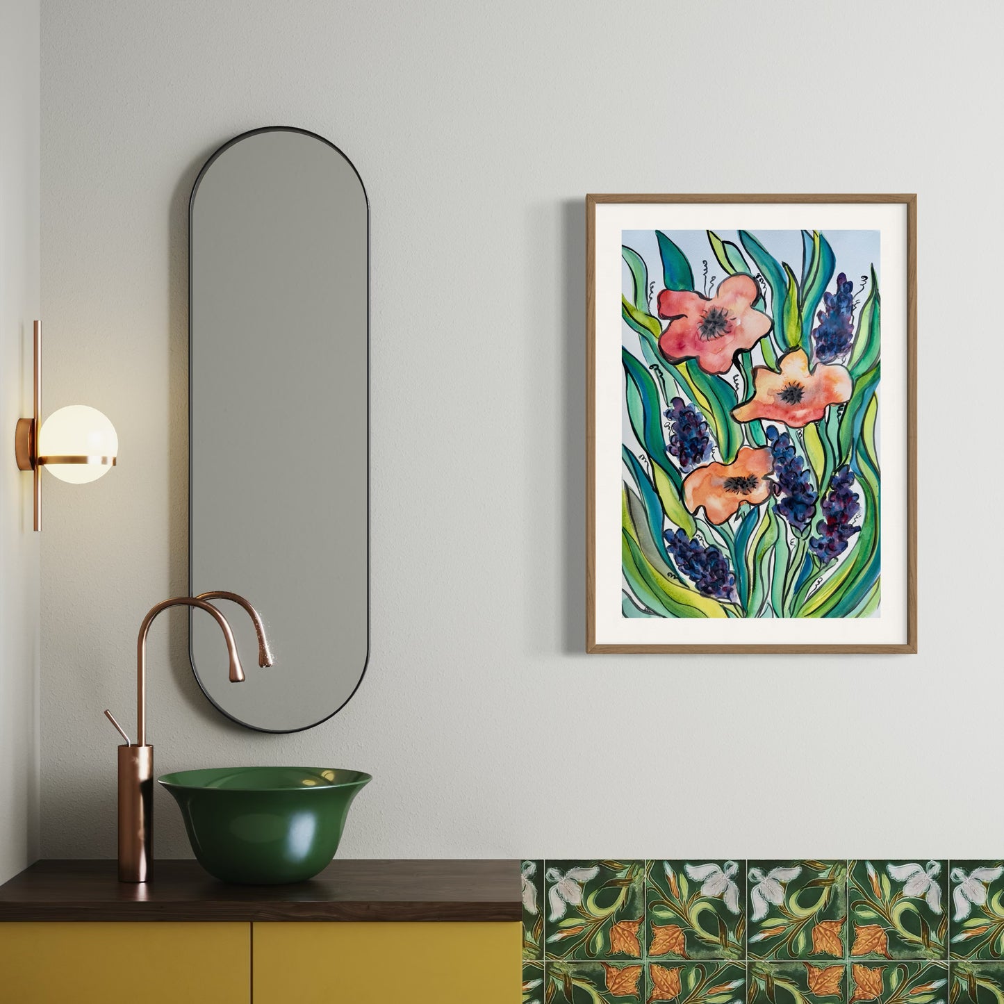 Abstract Poppies Original Watercolor Painting