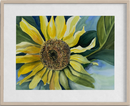 Print of Sunflower Watercolor Painting