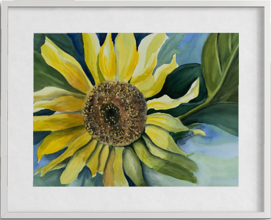 Print of Sunflower Watercolor Painting