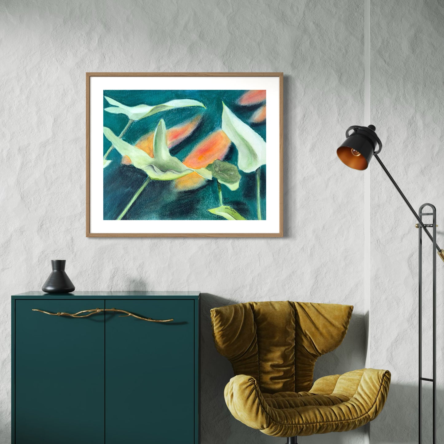 Print of Goldfish Pond Pastel Painting
