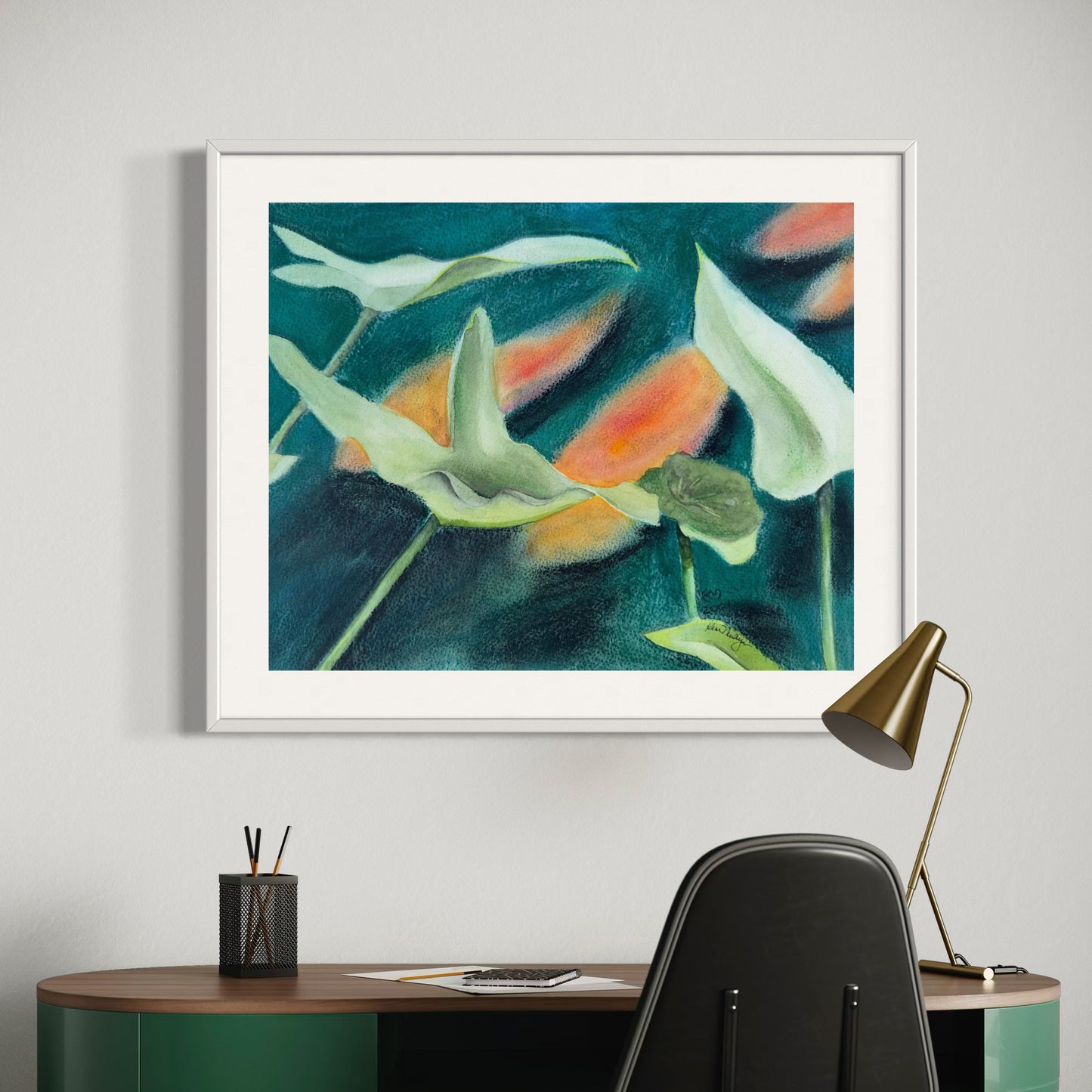 Print of Goldfish Pond Pastel Painting