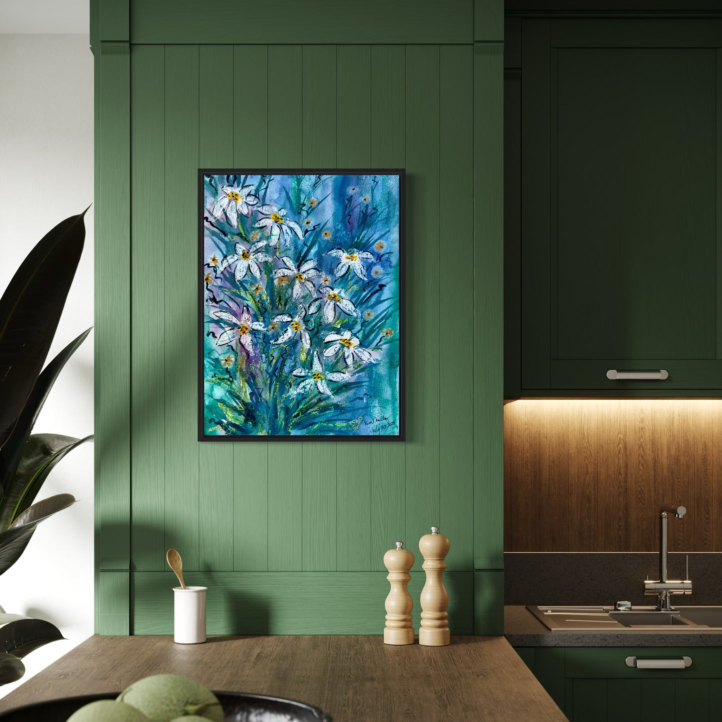 Abstract Daisies Original Mixed Media Painting