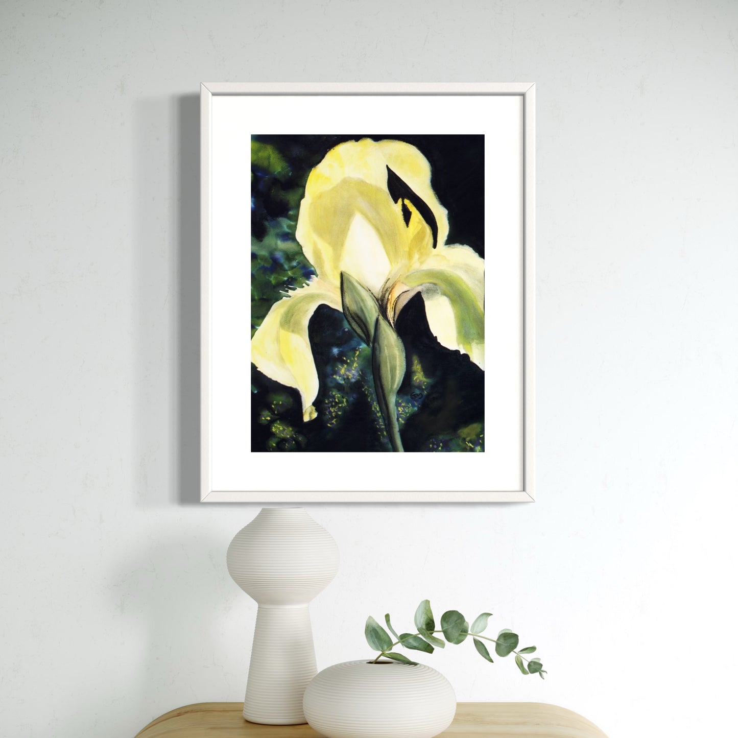 Yellow Iris Original Mixed Media Painting
