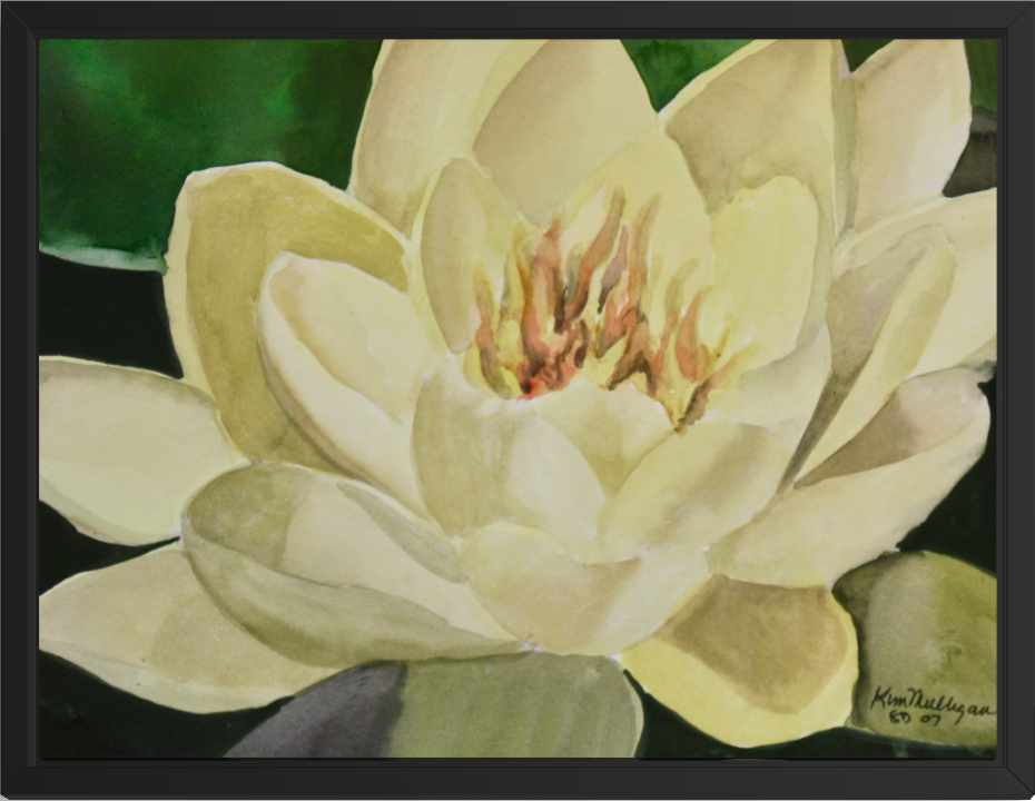 Print of Yellow Waterlily Watercolor Painting