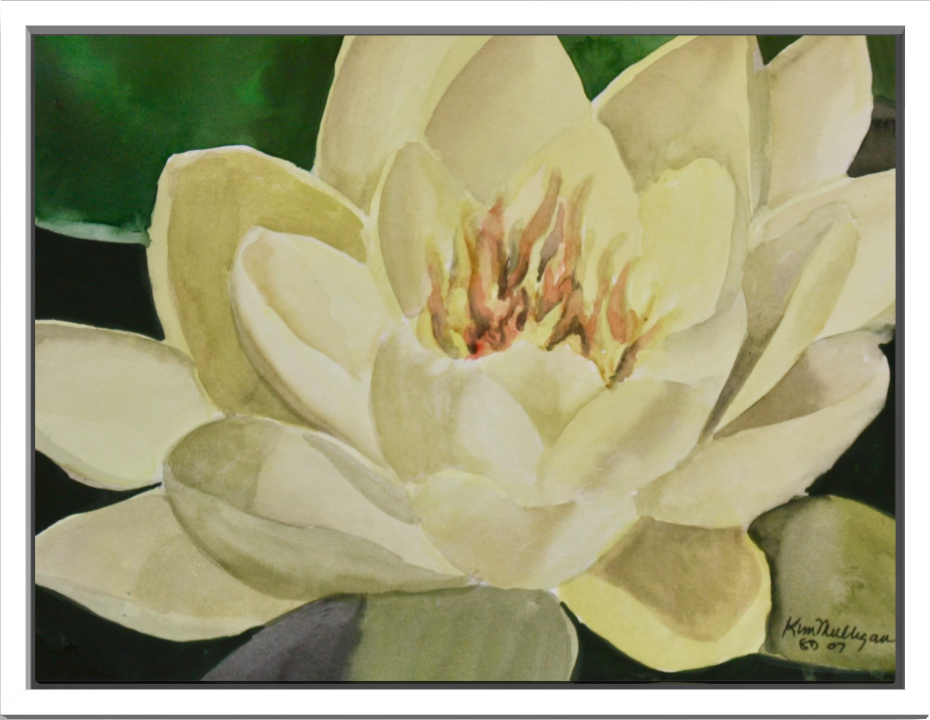 Print of Yellow Waterlily Watercolor Painting